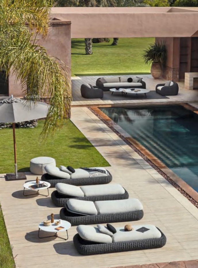 Outdoor sofa by the pool